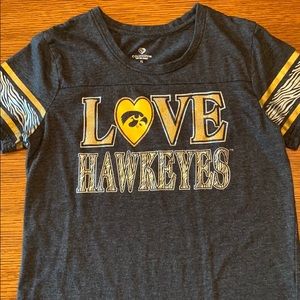 Sparkly “LOVE Hawkeyes” T-shirt, XL, Gray